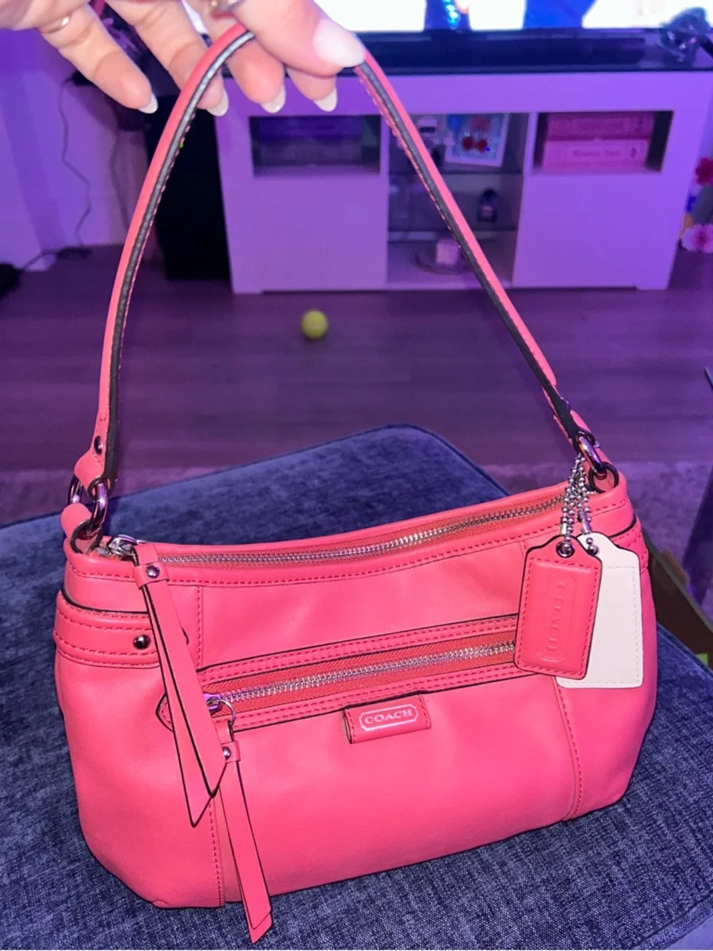 NWT Vintage Coach Pink Leather Shoulder Bag - Picture 1 of 9